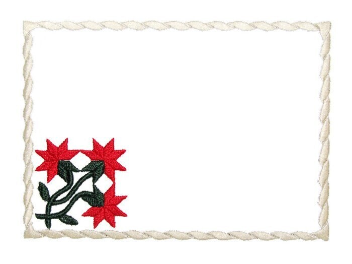 Red Peony Embroidered Quilt Label to customize with your personal message