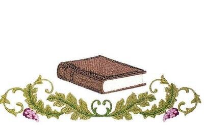 Book and floral swag Embroidered Quilt Label to customize with your personal message