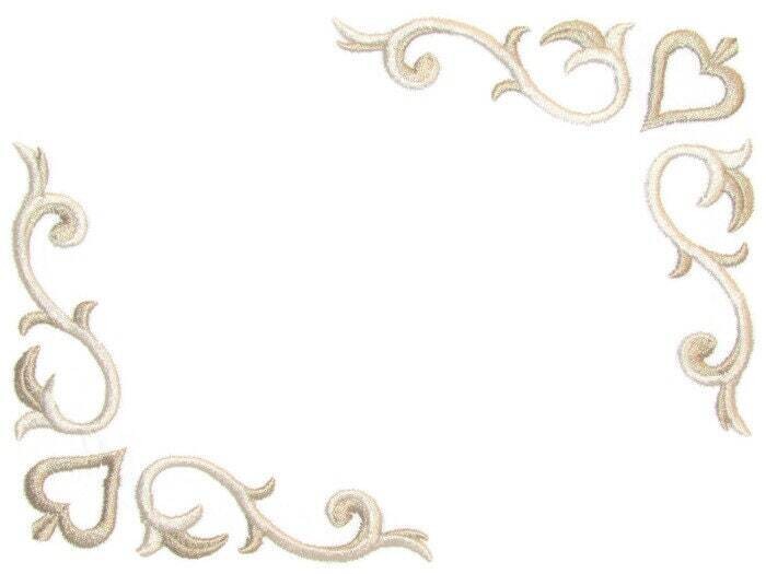 Scroll work corner motif embroidered quilt label to customize with your personal message
