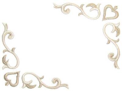 Scroll work corner motif embroidered quilt label to customize with your personal message