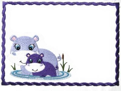 Hippos label embroidered to customize with your personal message