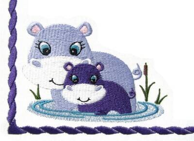 Hippos label embroidered to customize with your personal message
