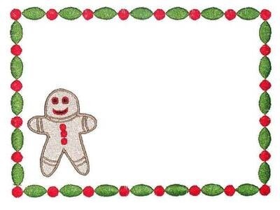 Gingerbread Man embroidered quilt label to customize with your personal message