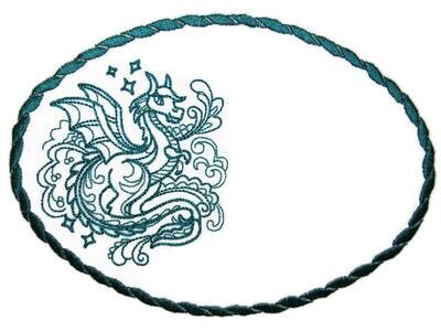 Dragon embroidered quilt label to customize with your personal message