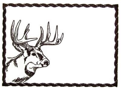 Deer profile embroidered quilt label to customize with your personal message