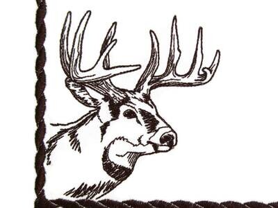 Deer profile embroidered quilt label to customize with your personal message