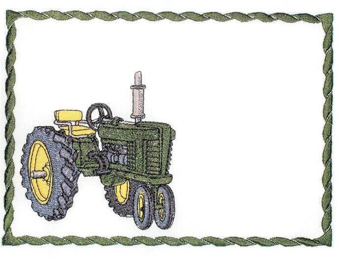 Farm Tractor embroidered quilt label to customize with your personal message