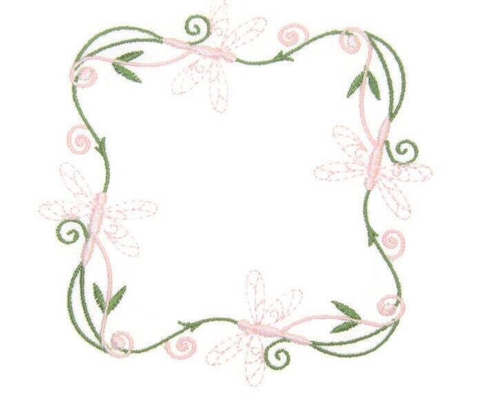 Dragonfly frame embroidered quilt label to customize with your personal message