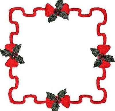 Holly &amp; Ribbons embroidered quilt label to customize with your personal message