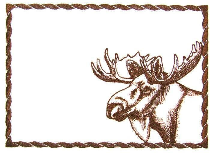 North woods Moose embroidered quilt label to customize with your personal message