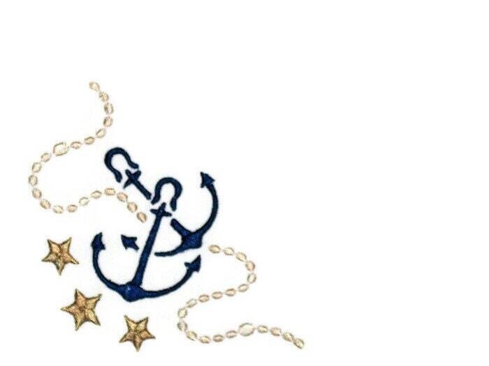 Nautical anchor embroidered quilt label to customize with your personal message