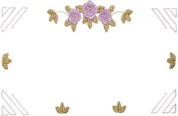 Art Deco Rose embroidered quilt label, to customize with your personal message