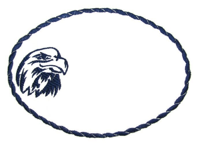 Eagle embroidered quilt label to customize with your personal message