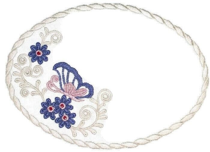 Butterfly floral embroidered quilt label to customize with your personal message