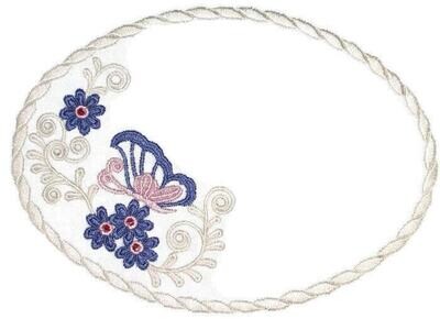 Butterfly floral embroidered quilt label to customize with your personal message