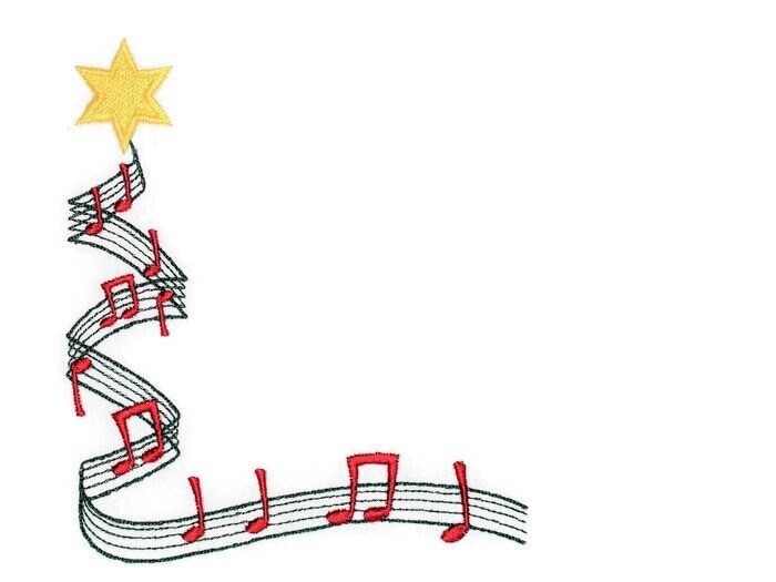 Musical Christmas tree embroidered quilt label to customize with your personal message