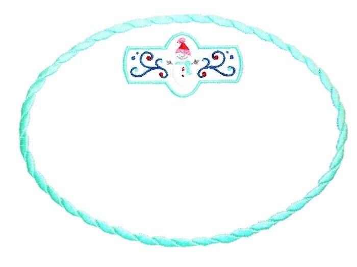 Snowman filigree embroidered quilt label to customize with your personal message
