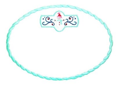 Snowman filigree embroidered quilt label to customize with your personal message