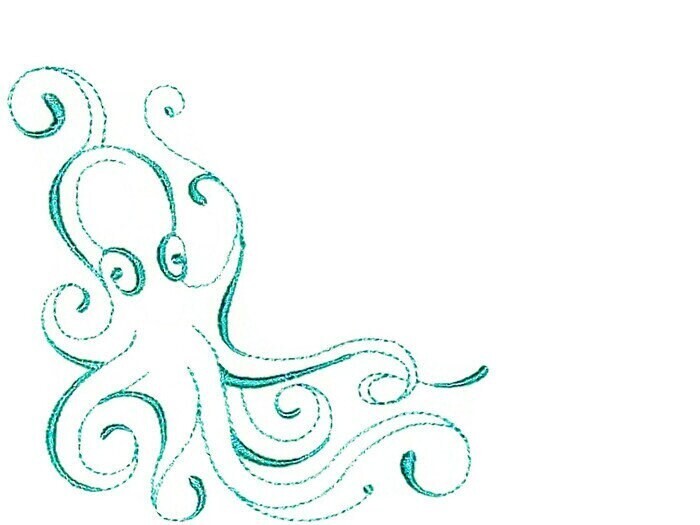Inky Octopus embroidered quilt label to customize with your personal message