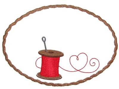 Thread spool embroidered quilt label to customize with your personal message