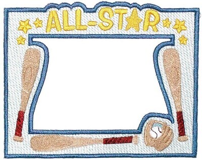 Baseball framed embroidered quilt label, to customize with your personal message