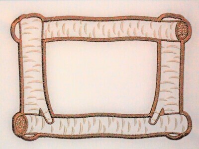 Birch Logs embroidered quilt label to customize with your personal message