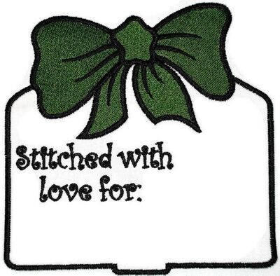Christmas tag embroidered quilt label for blocks or tops, to customize with your personal message