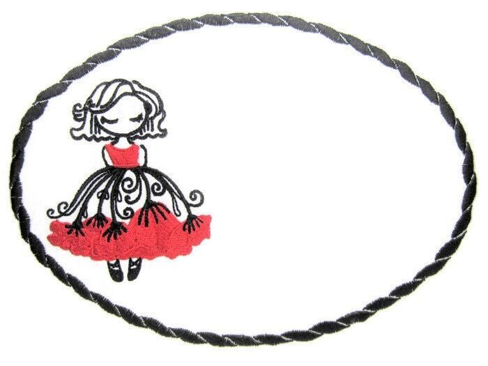 Ballerina embroidered quilt label to customize with your personal message