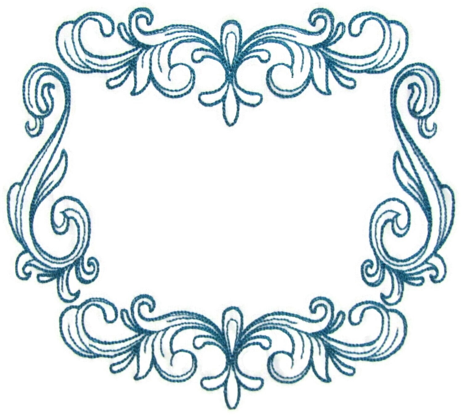 Teal motif embroidered quilt label to customize with your personal message