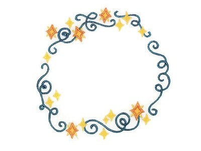 Stars &amp; Swirls embroidered quilt label to customize with your personal message