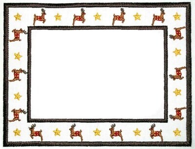 Reindeer and Stars Christmas embroidered quilt label, to customize with your personal message