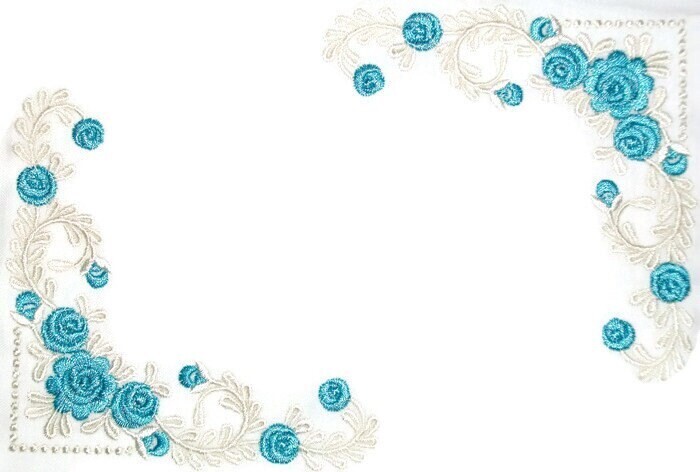 Beautiful Blue Floral filigree embroidered quilt label, to customize with your personal message