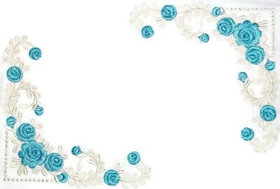 Beautiful Blue Floral filigree embroidered quilt label, to customize with your personal message