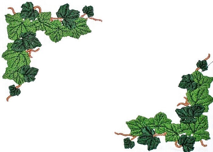 English Ivy motifs embroidered quilt label to customize with your personal message