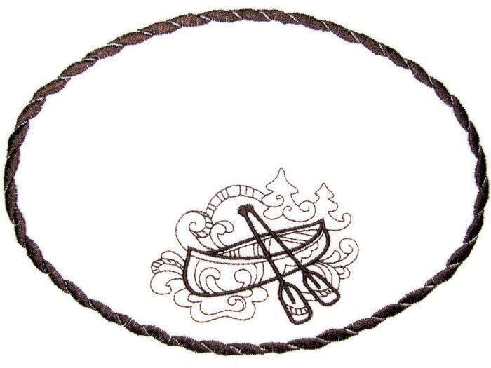 Canoe embroidered quilt label to customize with your personal message