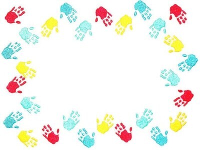 Painted Handprints embroidered quilt label, to customize with your personal message