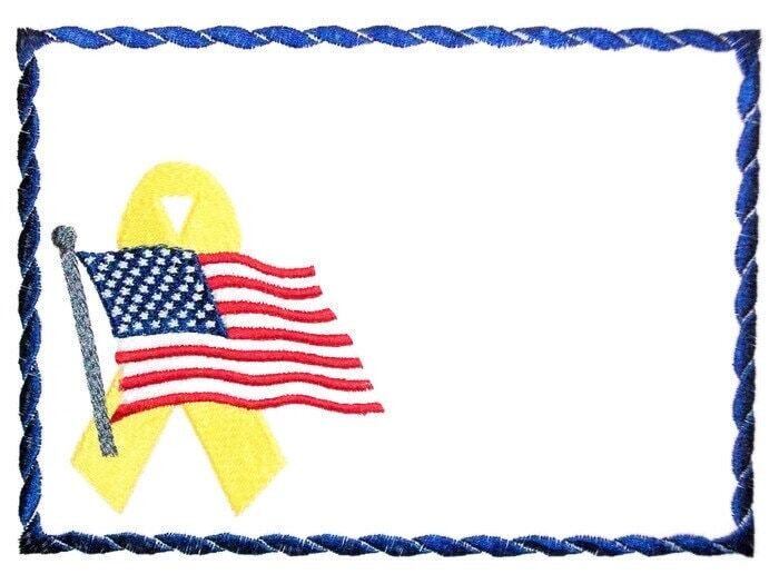 Quilt of  Valor label, Support our Troops US, patriotic embroidered quilt label to customize with your personal message