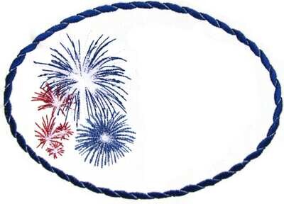 Fireworks embroidered quilt label to customize with your personal message