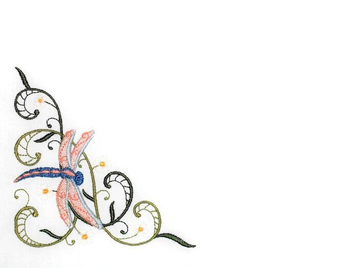 Dragonfly scroll embroidered quilt label to customize with your personal message