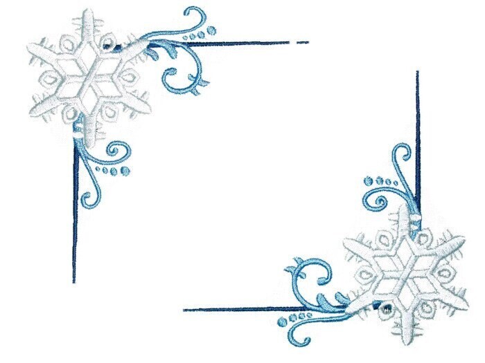 Blue snowflake swirls embroidered quilt label to customize with your personal message