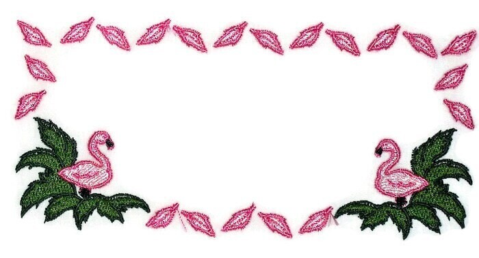 Pink Flamingo embroidered quilt label to personalize with your own message