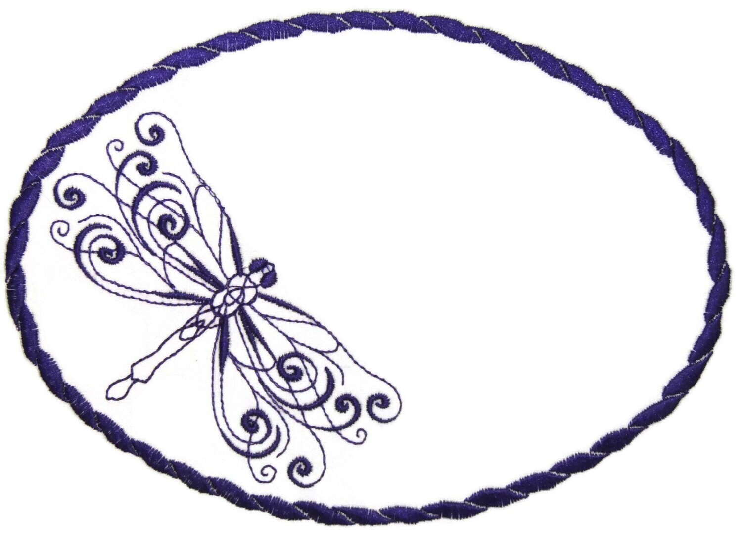 Dark Purple dragonfly embroidered quilt label to customize with your personal message