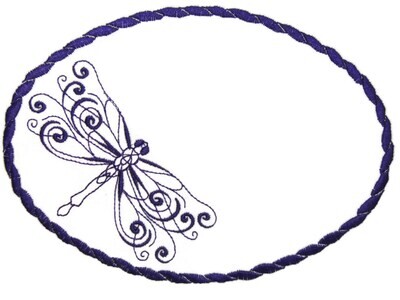Dark Purple dragonfly embroidered quilt label to customize with your personal message