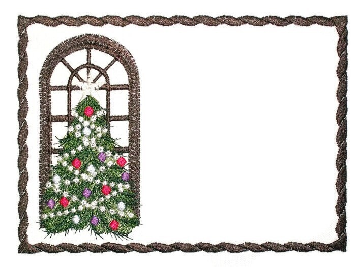 Christmas Tree embroidered quilt label to customize with your personal message