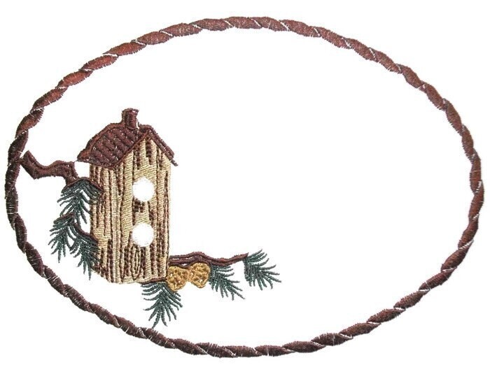 Birdhouse embroidered quilt label to customize with your personal message
