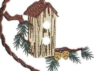 Birdhouse embroidered quilt label to customize with your personal message