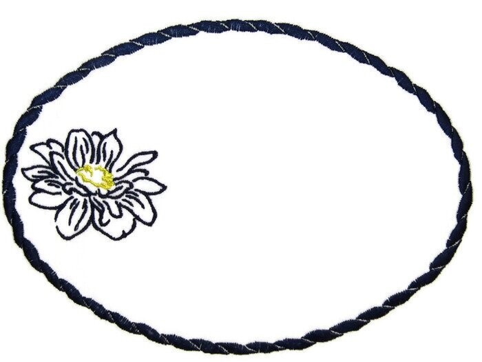 Dahlia Outline embroidered quilt label to customize with your personal message