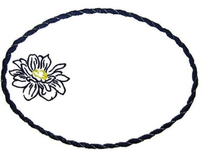 Dahlia Outline embroidered quilt label to customize with your personal message