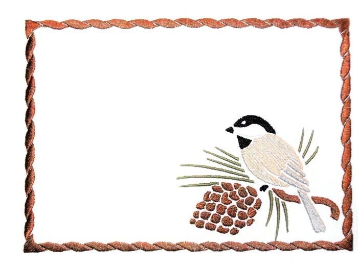 Chick-a-dee embroidered quilt label to customize with your personal message