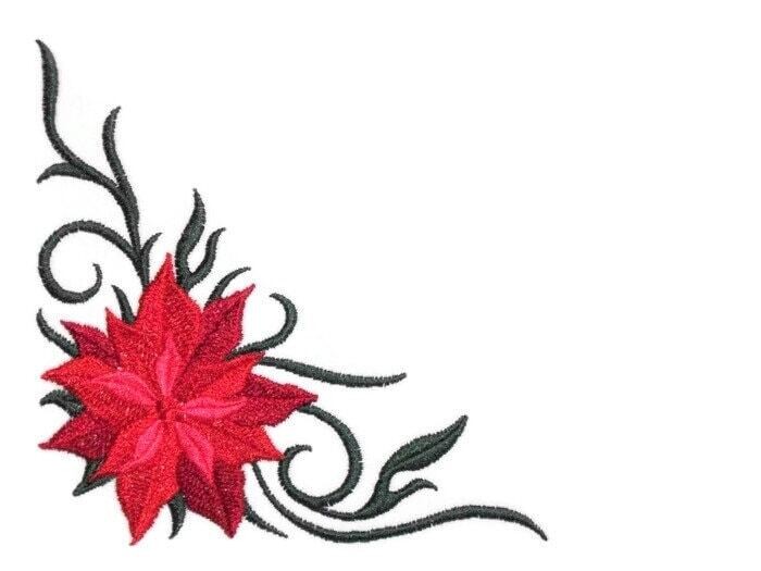 Poinsettia embroidered quilt label to customize with your personal message